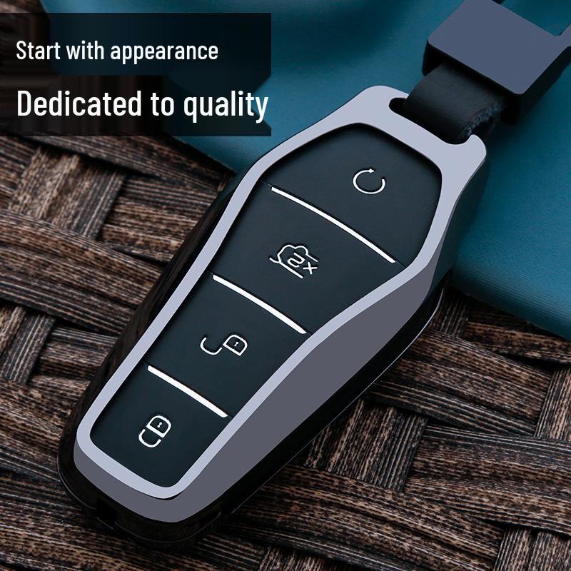 BYD Key Cover: Compatible with Qin Plus DMI, Dolphin, e2, Yuan, Qin Plus DMIE6, e3 - Metal Key Shell with Buckle.
