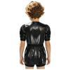 Unisex Kids Waterproof Bodysuit Puff Sleeve Round Collar Back Zipper Jumpsuit for Daily Wear Special Needs Adaptive