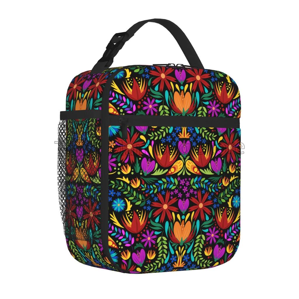 Colorful Mexican Flower Lunch Box Reusable Lunch Bag Work Bento Cooler Reusable Tote Picnic Boxes Insulated Container for Picnic