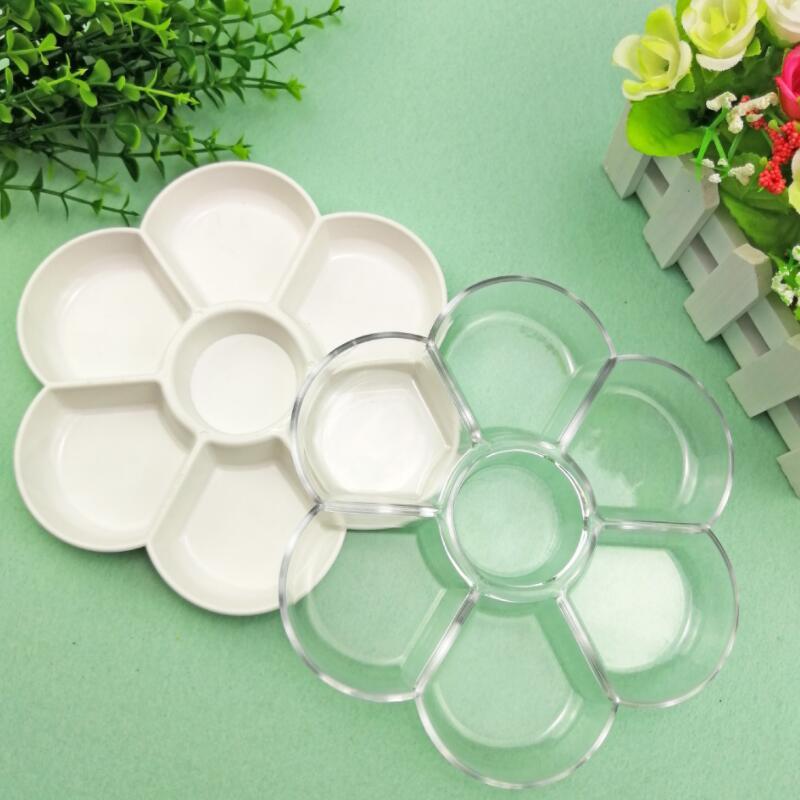 5Pcs 7-hole Plum Blossom Imitation Porcelain Watercolor Palette Art Painting Tray Oil Painting Palette Tray