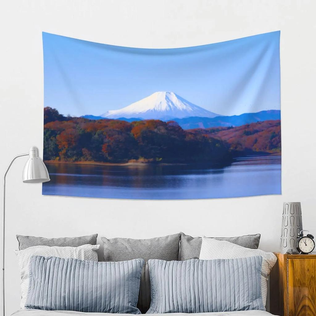 Japanese Pink Sakura Tapestry Cherry Blossoms Mountain Fuji Japan Wall Hangings Tapestry for Bedroom Living Room Dorm Home Decor
