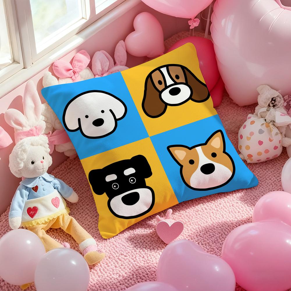 Enkla linjer hund Tecknad Kuddfodral Mönstertryckt Örngott för Vardagsrum Soffa Kuddfodral & Sovrumsdekor