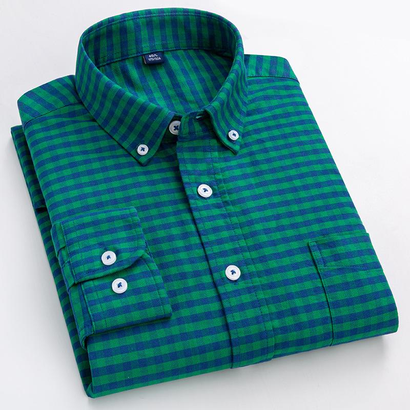 Quality New Style Oxford Cotton Shirt Men's Long-sleeved Pure Vertical Striped Trendy Casual Handsome Men Shirts