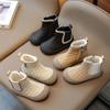 Girls' Short Boots Autumn and Winter New Baby Leather Boots Two Cotton Cotton Shoes Soft Sole Korean Version Warm and Non-slip Boots Tide