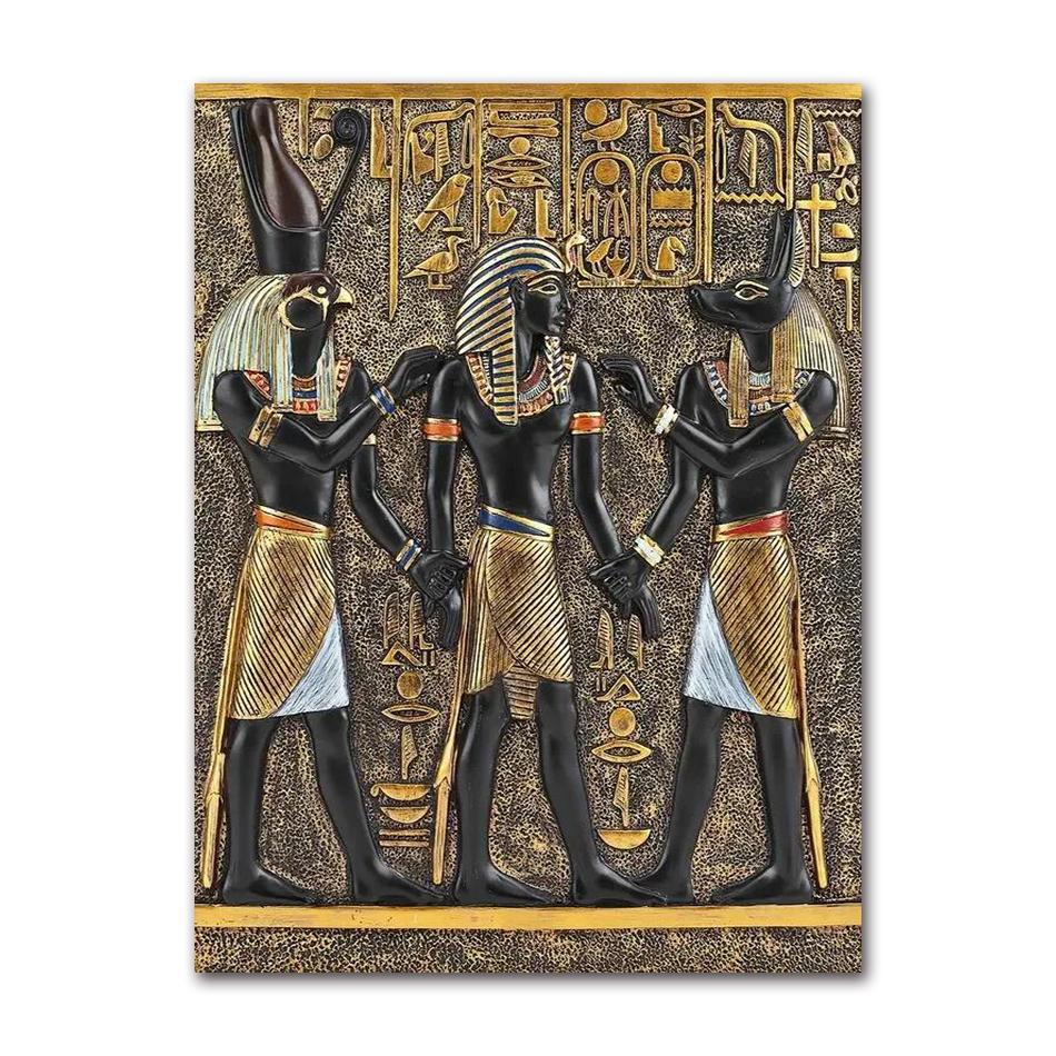 Egyptian Pharaoh Canvas Poster, Black & Gold Ancient Egypt Wall Art for Living Room Decor