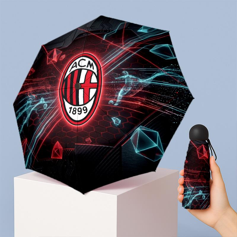 AC Milan Pattern Printed Mini 5 Folds 8 Ribs Compact Umbrella Windproof Waterproof Lightweight Portable Folding