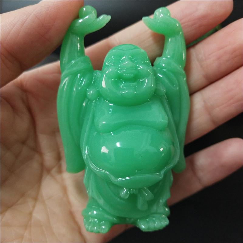Glowing Man-made Jade Stone Chinese Maitreya Buddha Statue Sculpture For Home Garden Decoration Laughing Buddha Statues Figurine