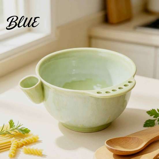 Ciotola con Filtro Integrato Ceramica Girevole per Lavaggio Frutti di Bosco Colino Girevole per Frutta con Fori di Drenaggio Strumento di Preparazione Cucina per Fragole