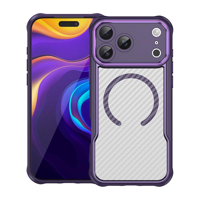 

For iPhone 17 Pro Max 17 Air Case Magnetic Frosted Carbon Fiber Pattern PC+TPU Shockproof Camera Lens Cover For iPhone17 iPhone17 Pro