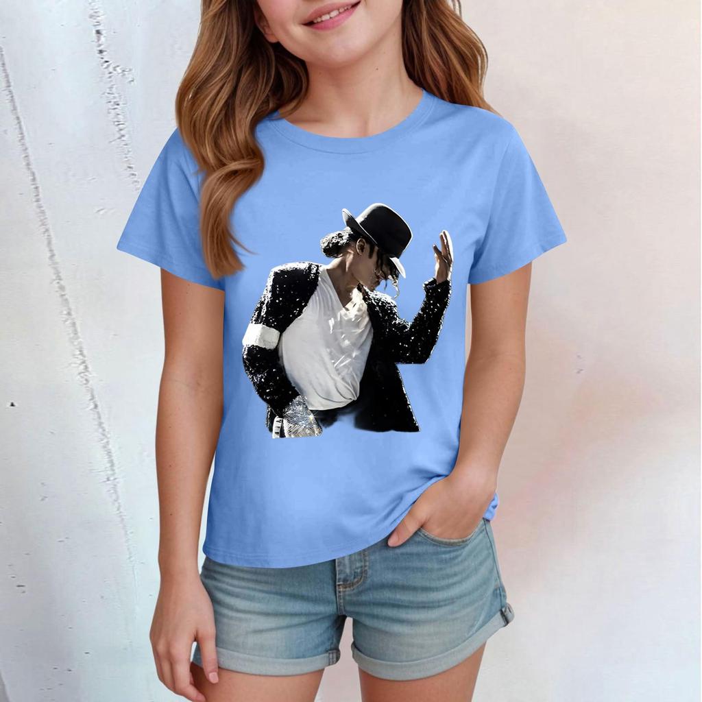 Kids Print Round Neck Short Sleeve Casual T-shirt