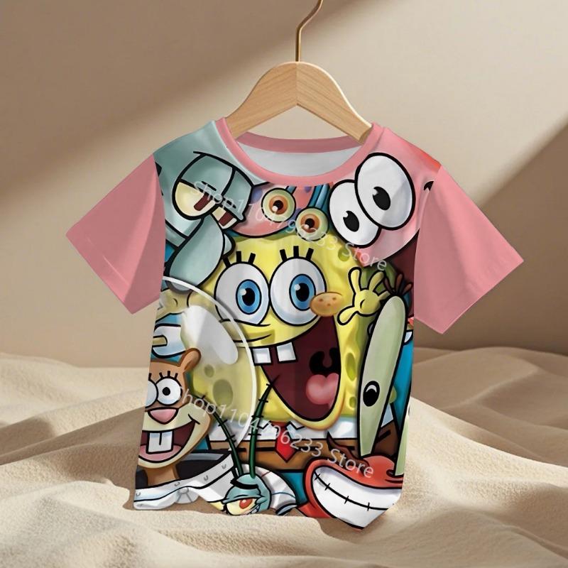 Cute Cartoon Spongebobs Baby Clothing Outdoor Clothes Boy Girl Child Women's Tshirts Children Adult Parent Child T Shirts
