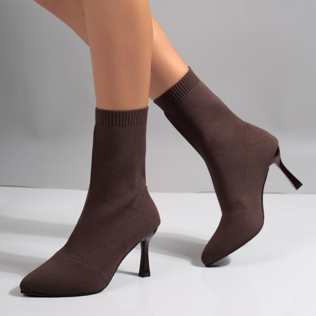 Sexy Knitting Stretch High Heels Sock Boots Woman Autumn Blue Breathable Pointed Toe Ankle Boots Women