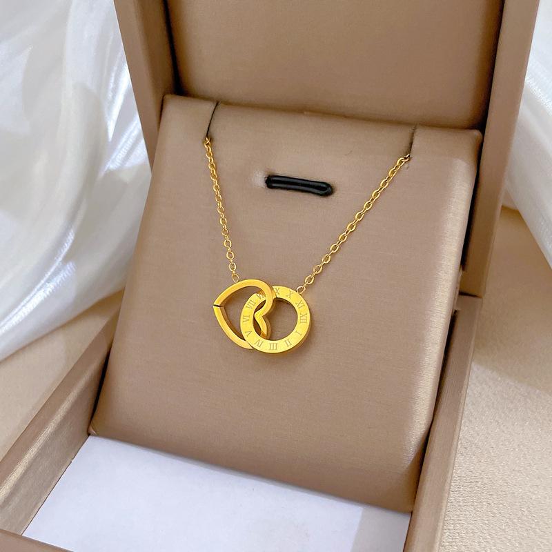 Love Ring Minimalist Furnace Real Gold Necklace Female Collarbone Chain With Jewelry
