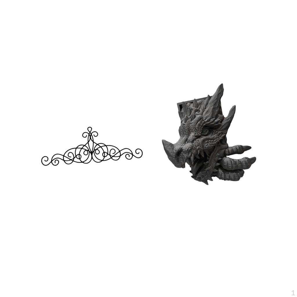 Dragon Metal Wall Art Decor Floral Scroll Plaque for Bookshelf Living Room Cabinet Home Indoor