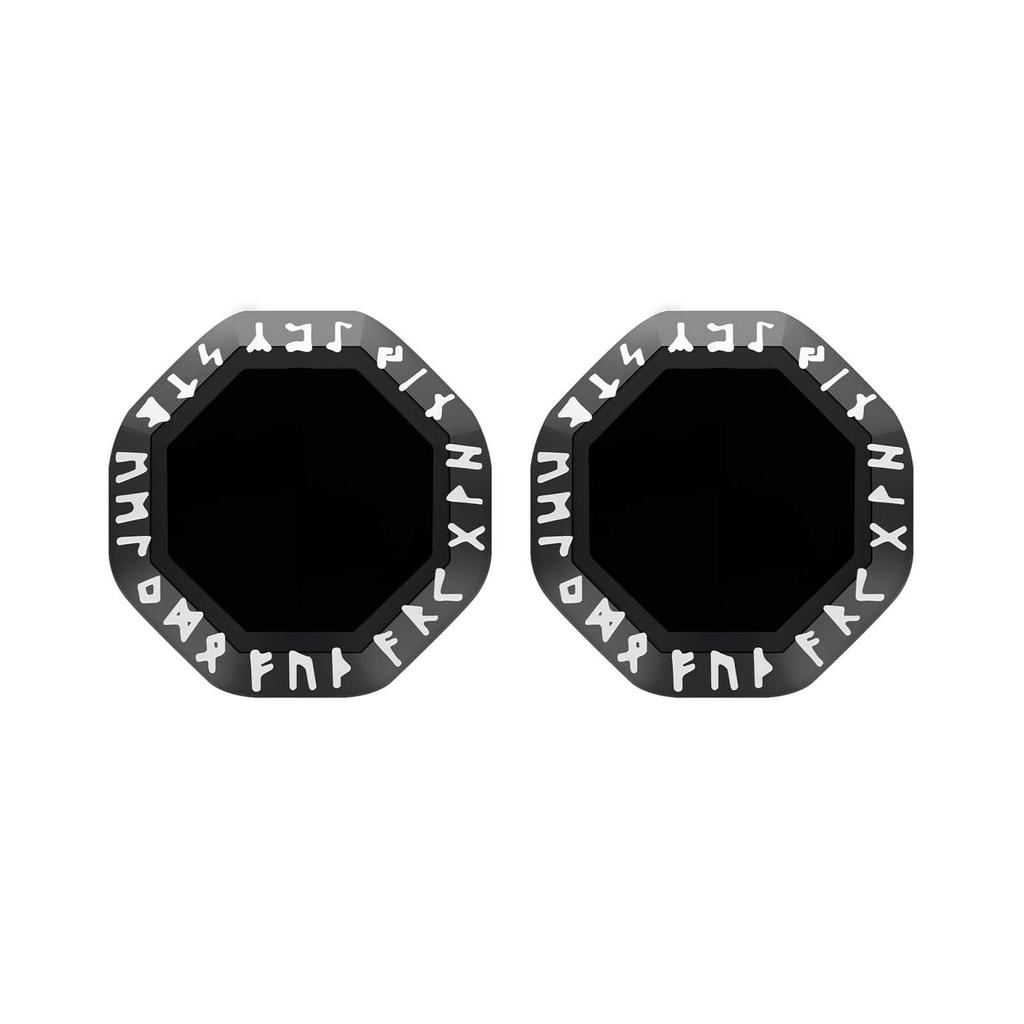 Vnox Octagon Triangle Earrings for Men, Stainless Steel Viking Rune Almut Stud Earrings, Geometric Ear Jewelry