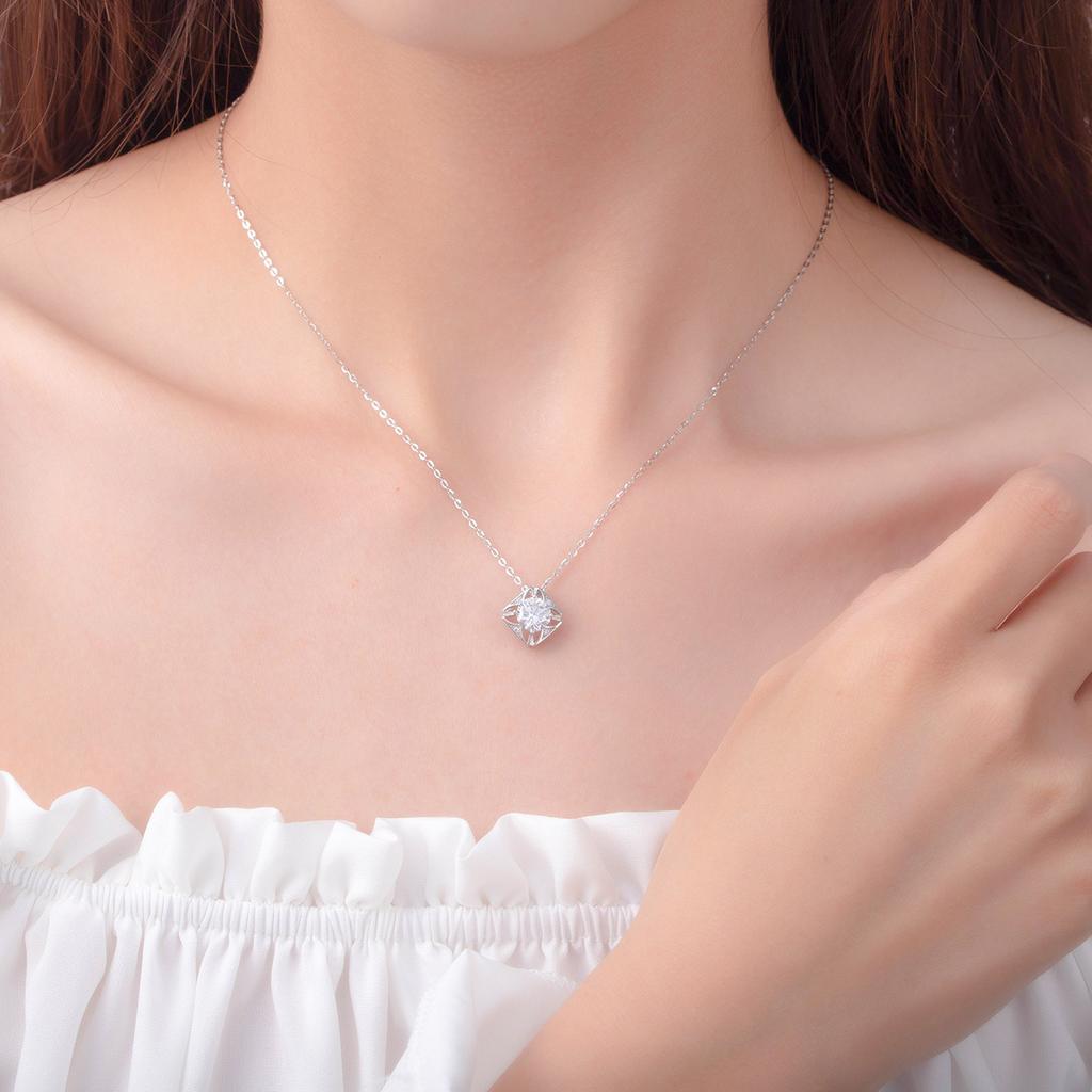 Neues Design Quadrat Diamant Halskette Einfacher Ins Stil Nische Geometrie 925 Sterlingsilber Schlüsselbeinkette Schmuck