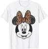 Fashion Minnie Mouse Distressed Vintage Leopard Bow Portrait T-Shirt S-4XL Unisex