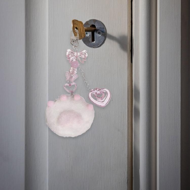 Plush Cat Paw Keychain Ornament Fashionable Accessory for Women and Girls