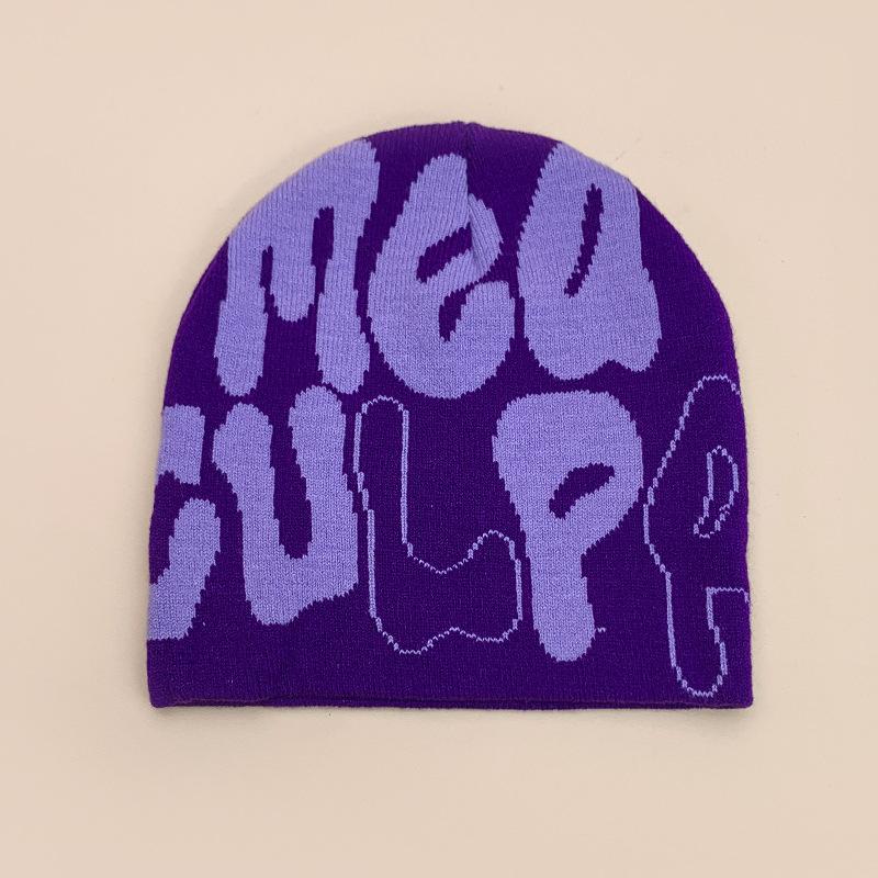 New European and American popular alphabet flame spider skull knitted hat men and women autumn and winter personality hip hop warm