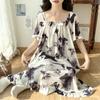 Women's Plus Size Ice Silk Nightdress - Summer Over-the-Knee, High-End, Loose Fit, Thin Section for Sizes Up To 300 Jin