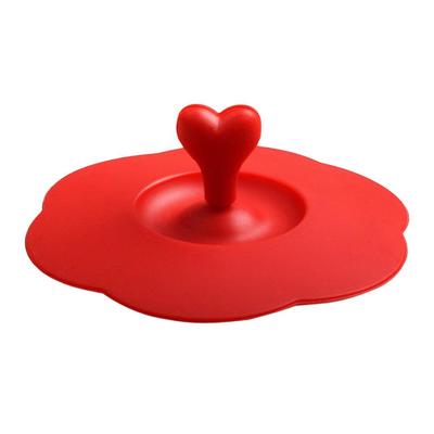 Tappo del coperchio della tazza di vetro del coperchio della tazza di vetro antipolvere della maniglia del cuore riutilizzabile del silicone sicuro