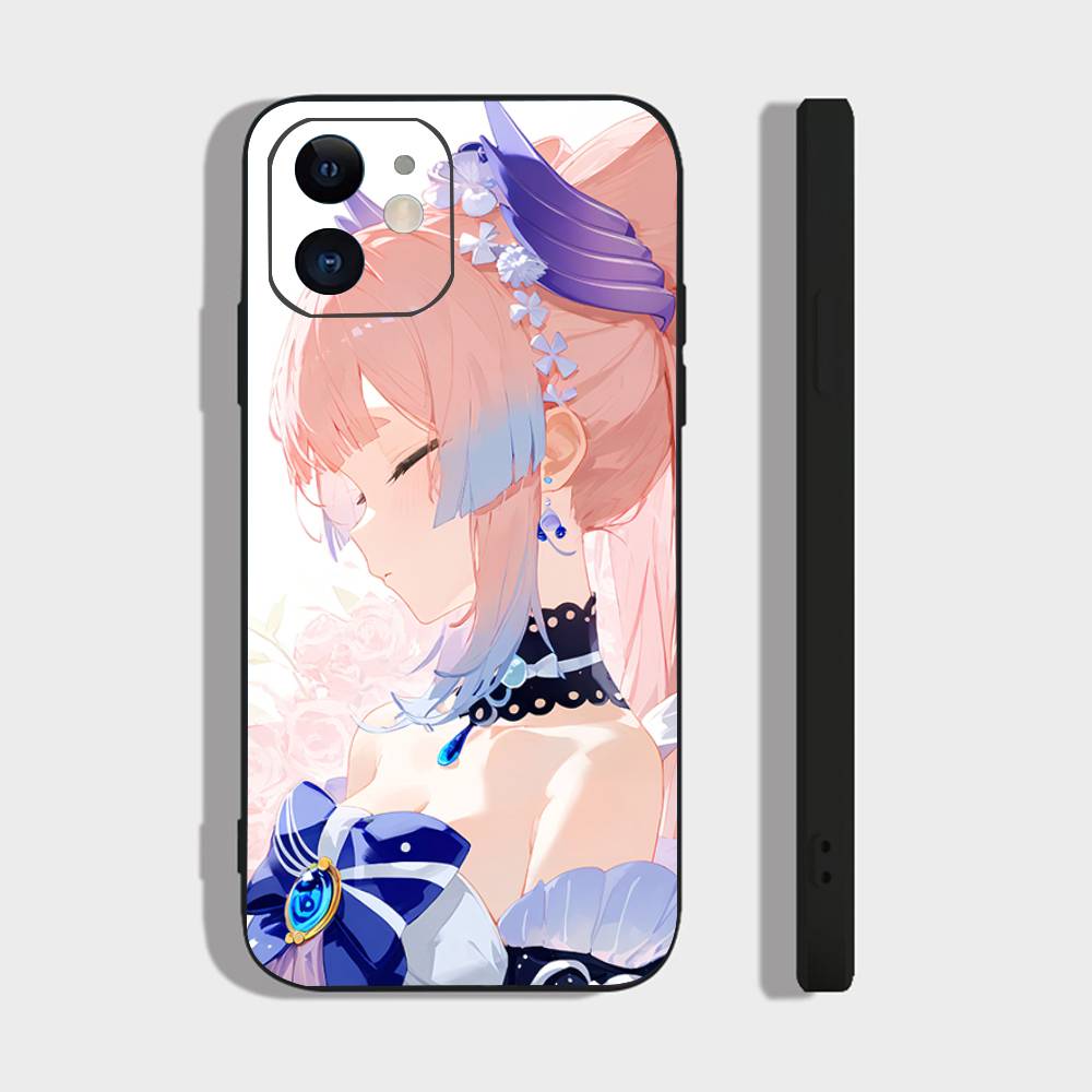 Sangonomiya Kokomi Genshin I-Impact Anime Phone Case For IPhone 17 Air 16 15 14 13 Pro Max 11 12 Black Silicone Cover