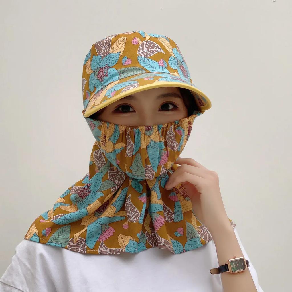 WTEMPO Cappelli Estivi Stampati con Protezione Solare Antivento Antipolvere Protezione Viso Collo Femminile Ciclismo Lavoro all'Aperto Cappelli da Sole