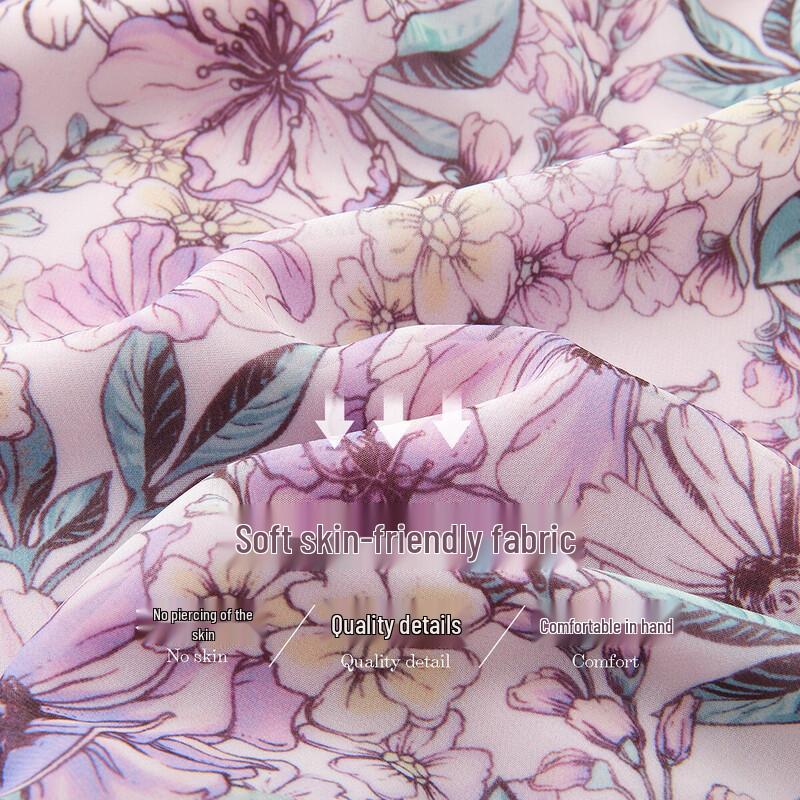Demana 'Blossom Radiance' Printed Chiffon V-Neck Belted Irregular Hem Dress