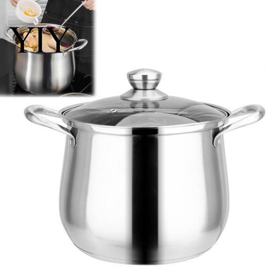 Rust Resistant Kitchenware Extra Tall Stainless Steel Soup Pot with Lid, Durable Kitchen Professional Home Maker Cookware Anti-Scalding Handles, Large
