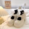 Versatile Bow Retro Round Head Pearl Single Shoes 2025 Summer New Thick Heel Mary Jane Small Leather Shoes Women