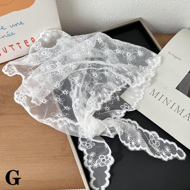 Bílá tkaná květinová krajka šátek do vlasů dámské retro trojúhelníkový šátek čepice cestovní foto čelenka vlasové doplňky