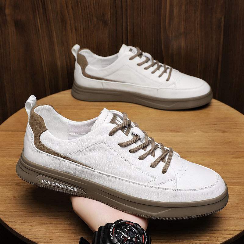 Shoes Men's 2025 Autumn New Men's Leather Surface Waterproof Little White Board Shoes Casual Sports White Shoes Work Leather Shoes