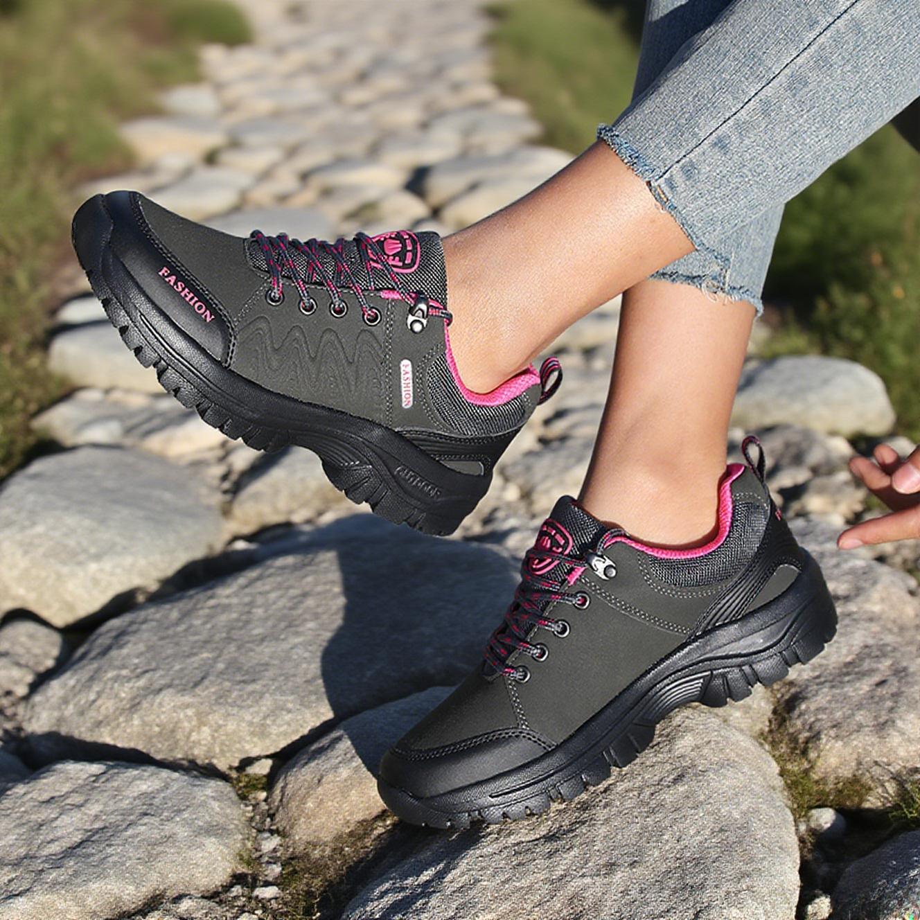 

Мода 2025 Популярные женские серые походные ботинки - Модные спортивные туфли с противоскользящей подошвой, Дизайнерские городские ботинки для улицы, Обувь для тренировок в зале Осень 36 серый