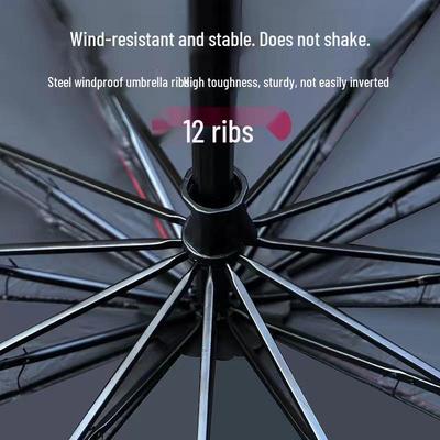 Twelve-Bone Extra-Large Dual-Use Manual Umbrella with Black Glue Sunscreen