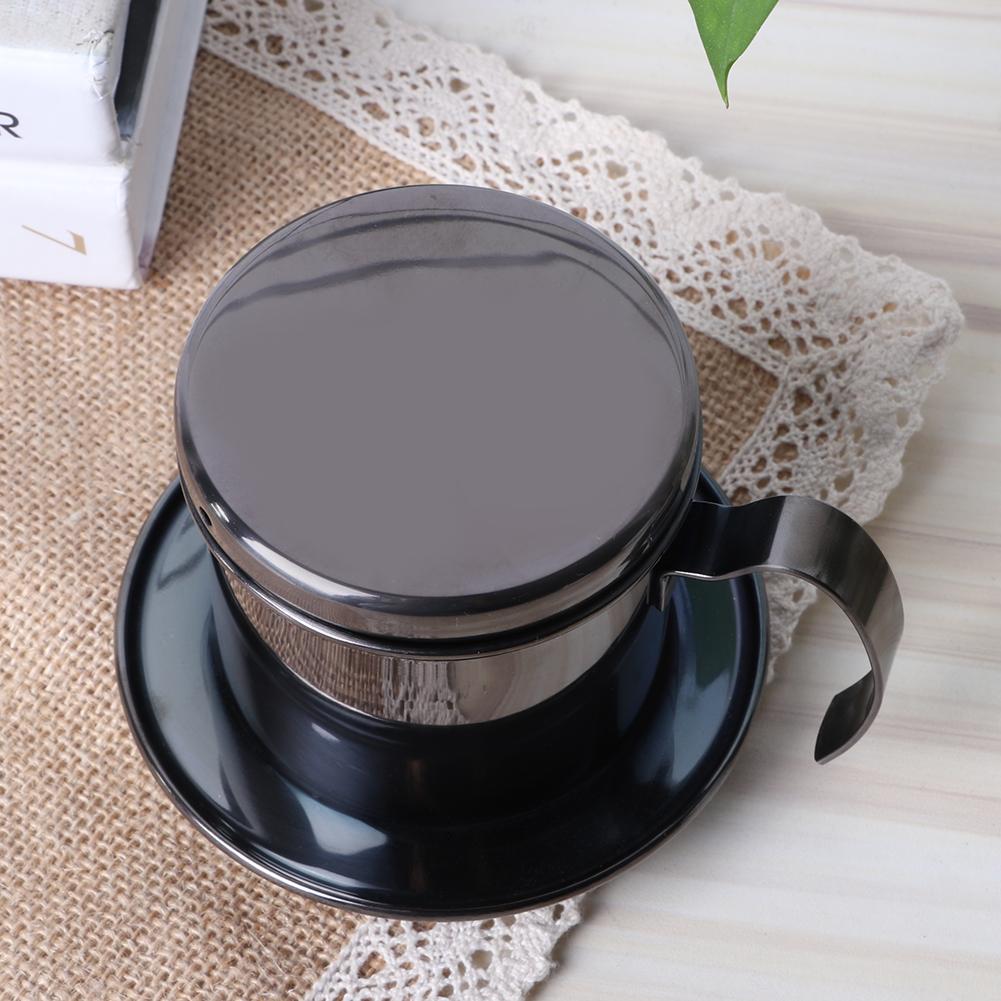 Portable Stainless Steel Coffee Drip Filter Coffee Maker Pot for Home Kitchen Office Outdoor UseBlack