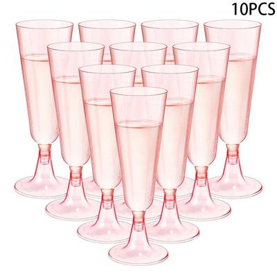 10PCS Wedding Party Wine Glasses Plastic Champagne Flutes Disposable Champagne Glasses Cocktail Cups Toasting Champagne Flutes