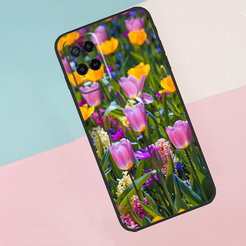 Spring Tulips Flower For Oppo A16 A76 A96 A15 A80 A60 A40 A94 A54 A98 A78 A18 A38 A58 A17 A77 A74 A57S Phone Case