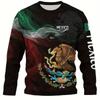 Mexico Eagle flag 3D Print Men Long Sleeve T Shirt Fashion Comfortable  T-shirt Casual O-neck Pullover Autumn Loose Men's Tops