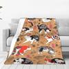 Antique Japanese Woodblock Print Cats with Tattoos Blankets Flannel Sofa Throw Blanket for Home Bedroom Travel Throws Bedspread