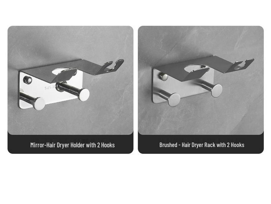 Wall-Mounted Stainless Steel Multifunctional Bathroom Hair Dryer Holder