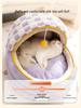 Checkered Cozy Cat and Dog Bed: Warm, Semi-Enclosed, Rocking Nest for Autumn/Winter