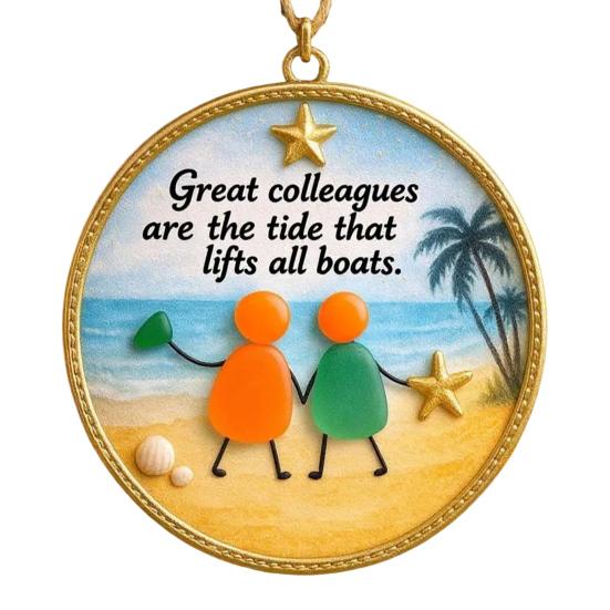 Sea Glass Art Friendship Ornament Handmade Sea Glass Christmas Tree Ornament TRUE Friends Are