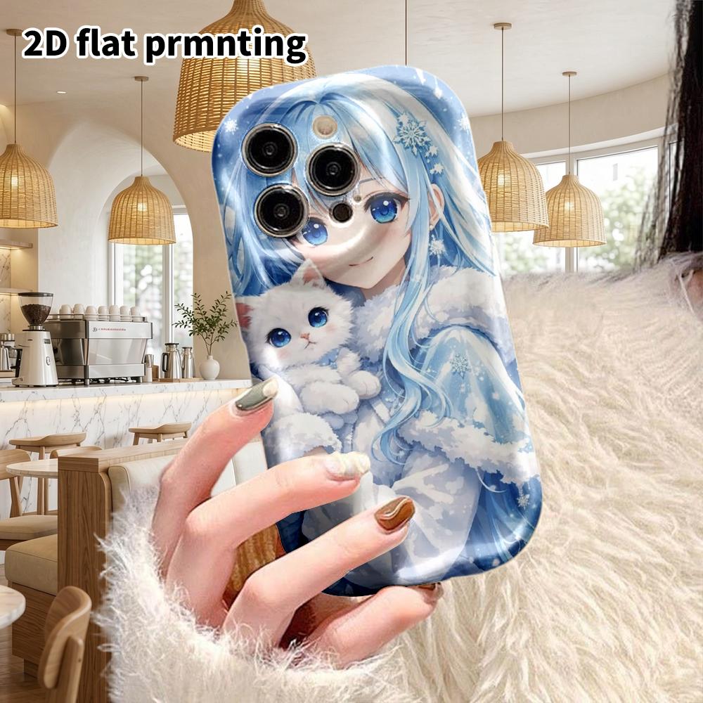 Phone Case: 2D Flat Design Suitable for iPhone 18 17 16 15 14 13 Pro Protective Case, Couple Style, Anime Girl, Christmas and Halloween Gift