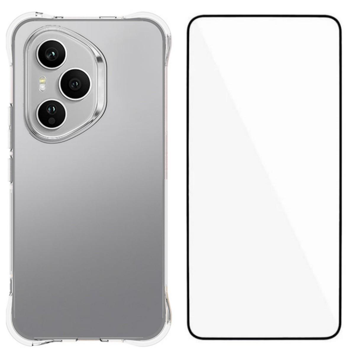 

Для Honor 400 Pro 5G (Глобальный) Чехол WANLONFENG серии WL 2.0 мм из ТПУ с защитной пленкой из закаленного стекла Transparent