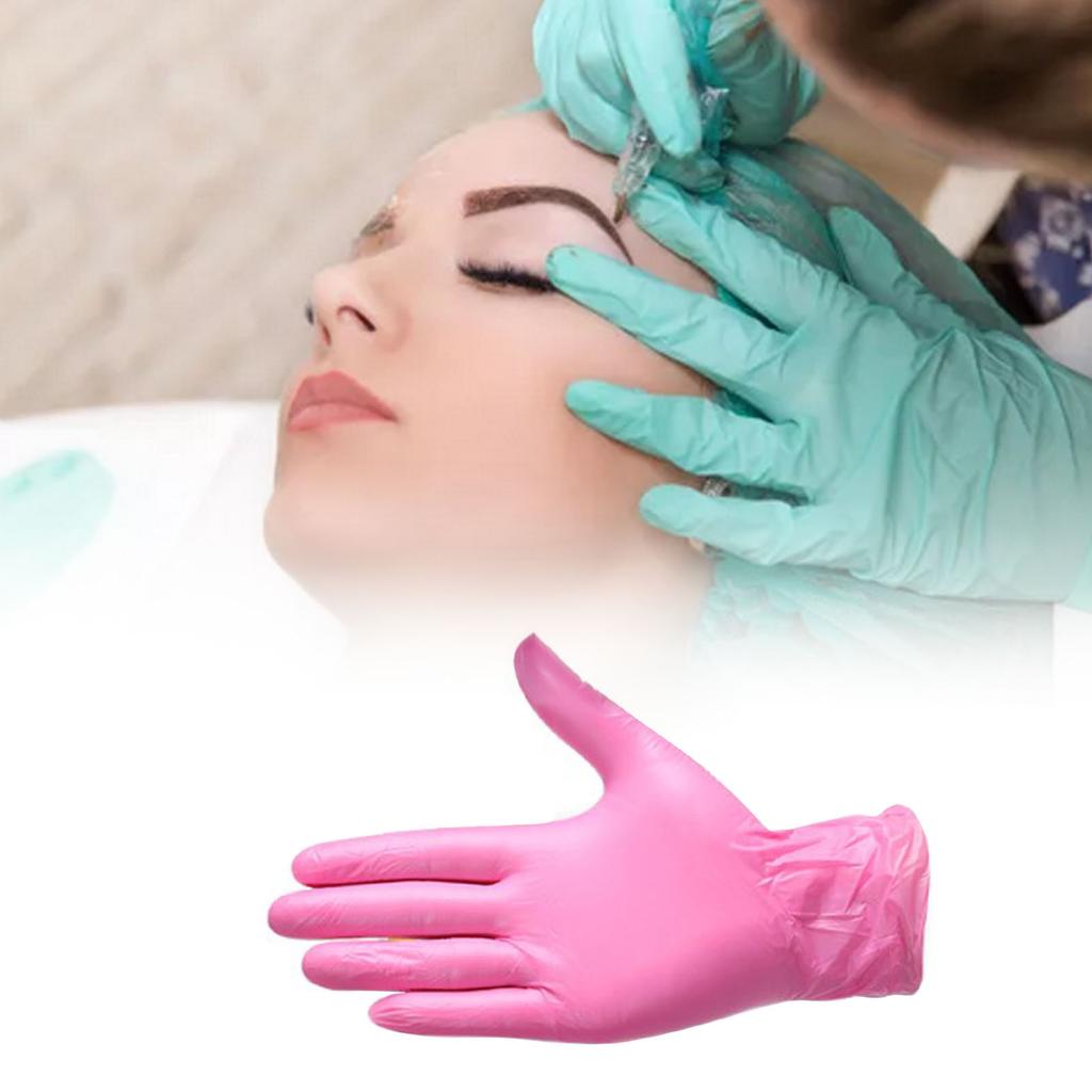 100pcs Nitrile Glove Disposable Powder Free Food Grade PVC Rubber Nitrile Cleaning Glove Pink M