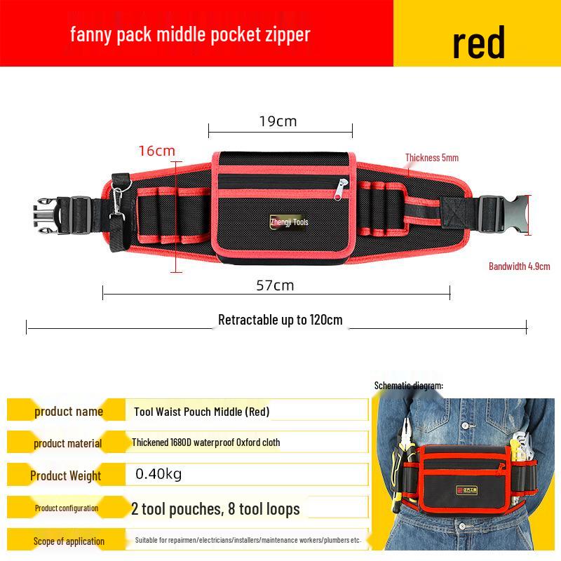 Portable Electrician Tool Belt: Sturdy, Multifunctional Waist Pouch for Construction Site Storage