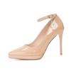 Nude New Thin Heel High Heels Women's Pointed Head Light Mouth Versatile Professional Commuter High Heel Single Shoes One Word with Waterproof Table