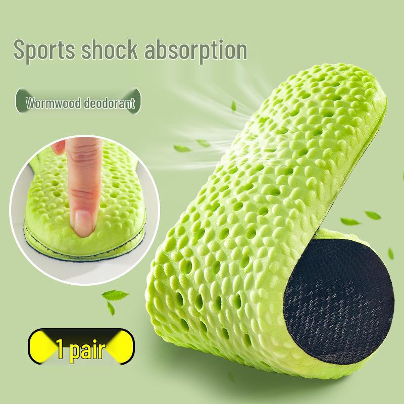 Artemisia Argyi Soft Shock-Absorbing Sports Insoles: Breathable, Sweat-Absorbing, Comfortable, PU Latex for Summer