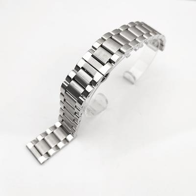 18Mm Three Beads Solid Stainless Steel Strap Butterfly Buckle Metal Stainless Steel Bracelet Watch Accessories