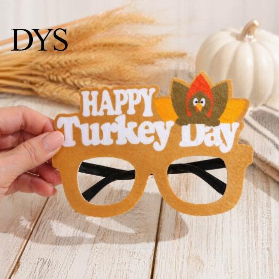Cute Thanksgiving Gift for Parties Turkey Glasses, Funny Harvest Party Eyewear Kids Festive Orange Holiday Decorations Adults, Felt Pumpkin